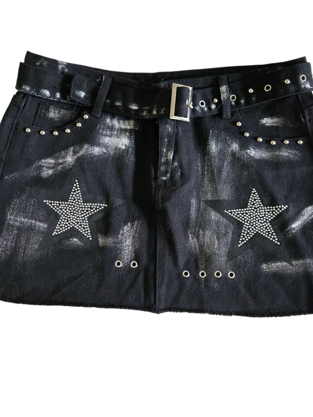 New RARE Punk Rock Stars Jeans Mini Skirt